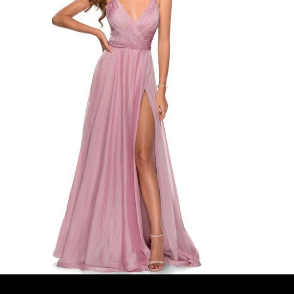 New LA FEMME Mauve Pink Gown Dress Chiffon
